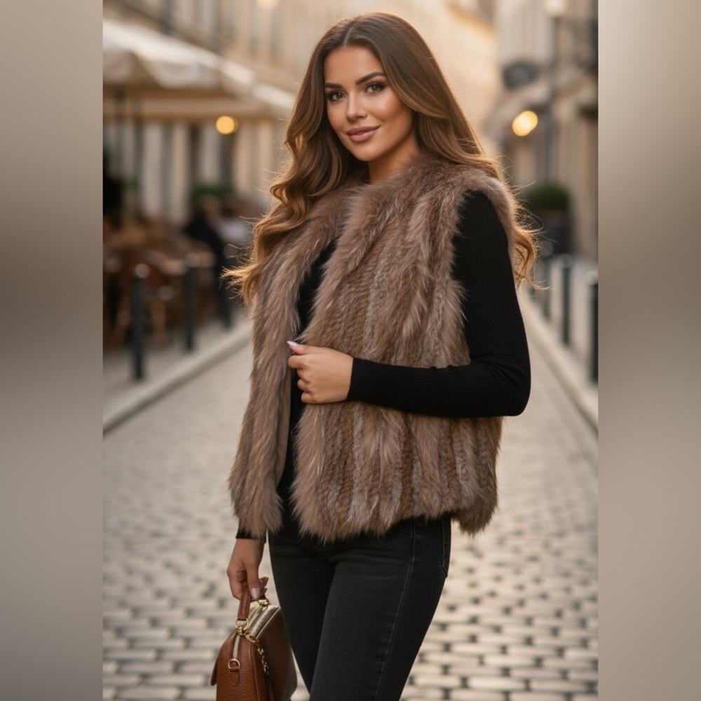 Love token rabbit/raccoon vest size L